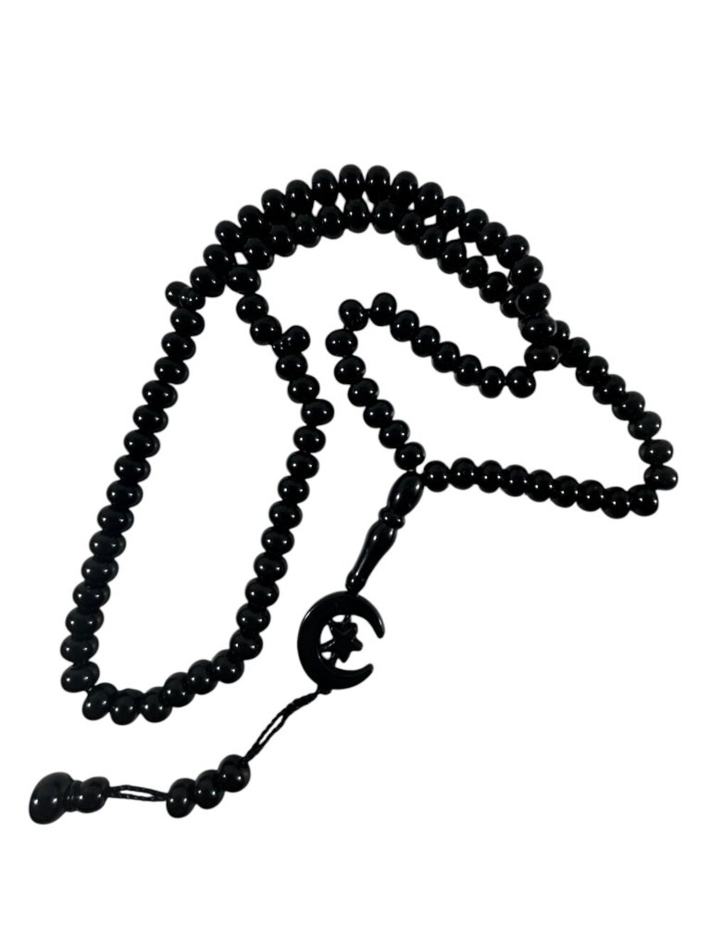Black Islamic Prayer Beads Muslim Prayer Chain Rosary Arabian Star Moon Black